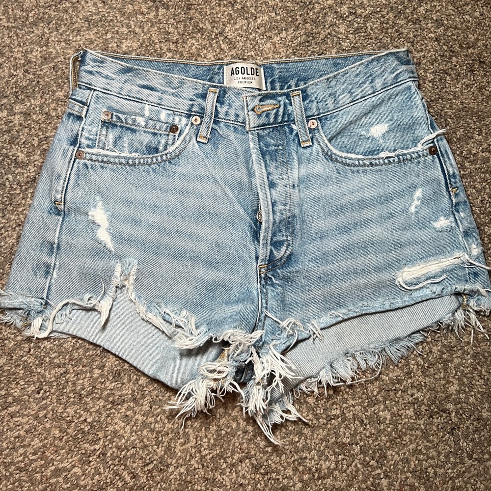 AGOLDE PARKER DISTRESSED DENIM SHORTS